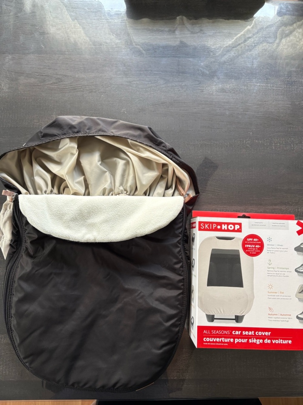 Skip Hop Black and Cream All-Season Infant Car Seat Cover